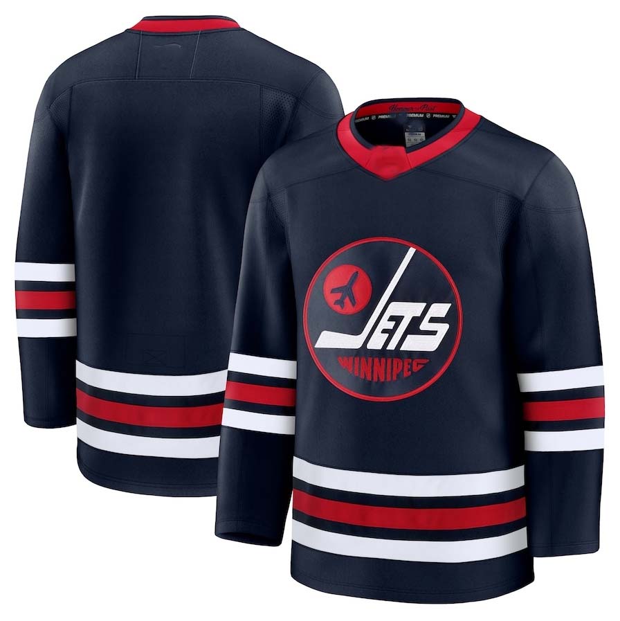 W.Jets Supporters Blank Player Game Premium Jersey - Navy Stitched American Hockey Jerseys hockey jersey product view 1