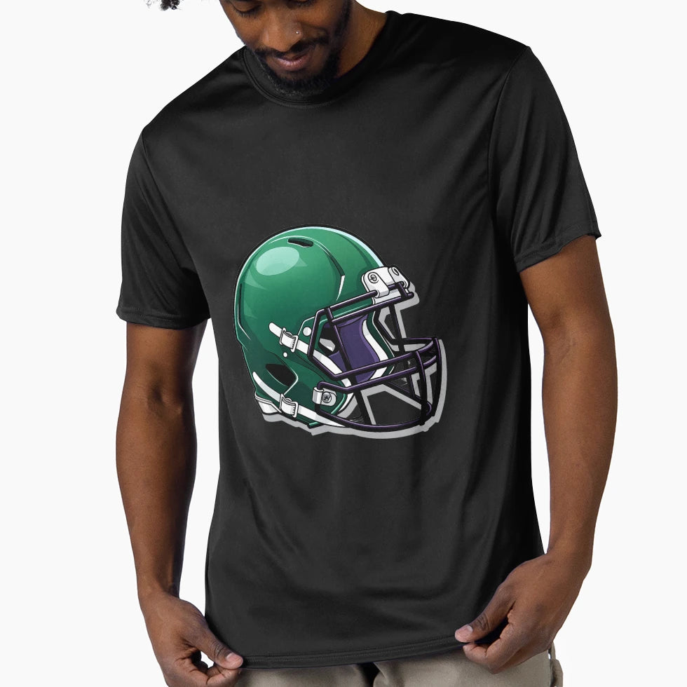 Green Football Helmet T-Shirt - Casual Everyday Wear Men Women - T-Shirt, Sweatshirt, Hoodie