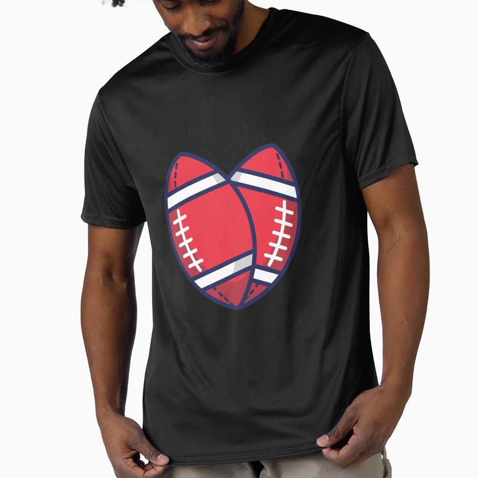 American Football Sports Love Heart T-Shirt - Fun Novelty Design Unisex - T-Shirt, Sweatshirt, Hoodie