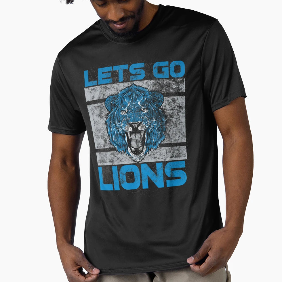 Lets Go Lions Washed And Worn T-Shirt - Novelty Apparel Men Women - T-Shirt, Sweatshirt, Hoodie