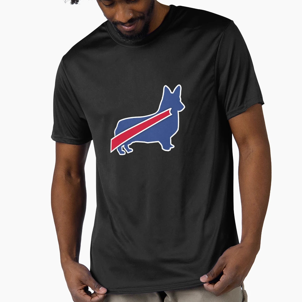 Buffalo Bills Corgi T-Shirt - Minimalist Print for Adults - T-Shirt, Sweatshirt, Hoodie