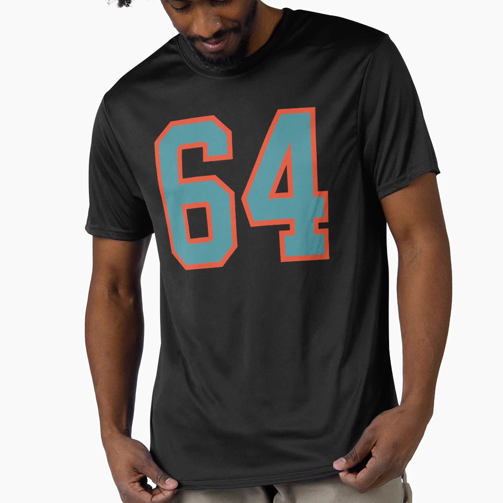 64 Number Aqua Orange Lucky T-Shirt - Casual Everyday Wear for Adults - T-Shirt, Sweatshirt, Hoodie
