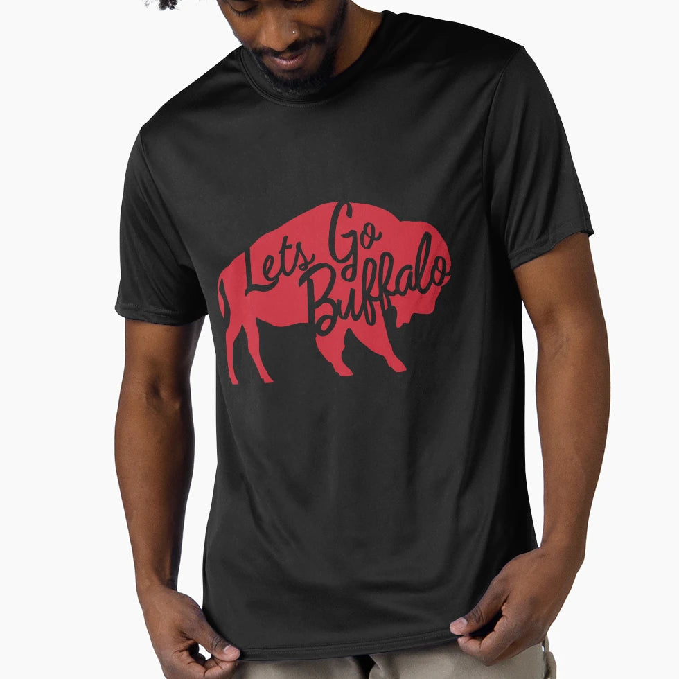 Lets Go Buffalo Cursive Standing T-Shirt - Fun Novelty Design Unisex - T-Shirt, Sweatshirt, Hoodie