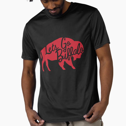 Lets Go Buffalo Cursive Standing T-Shirt - Fun Novelty Design Unisex - T-Shirt, Sweatshirt, Hoodie