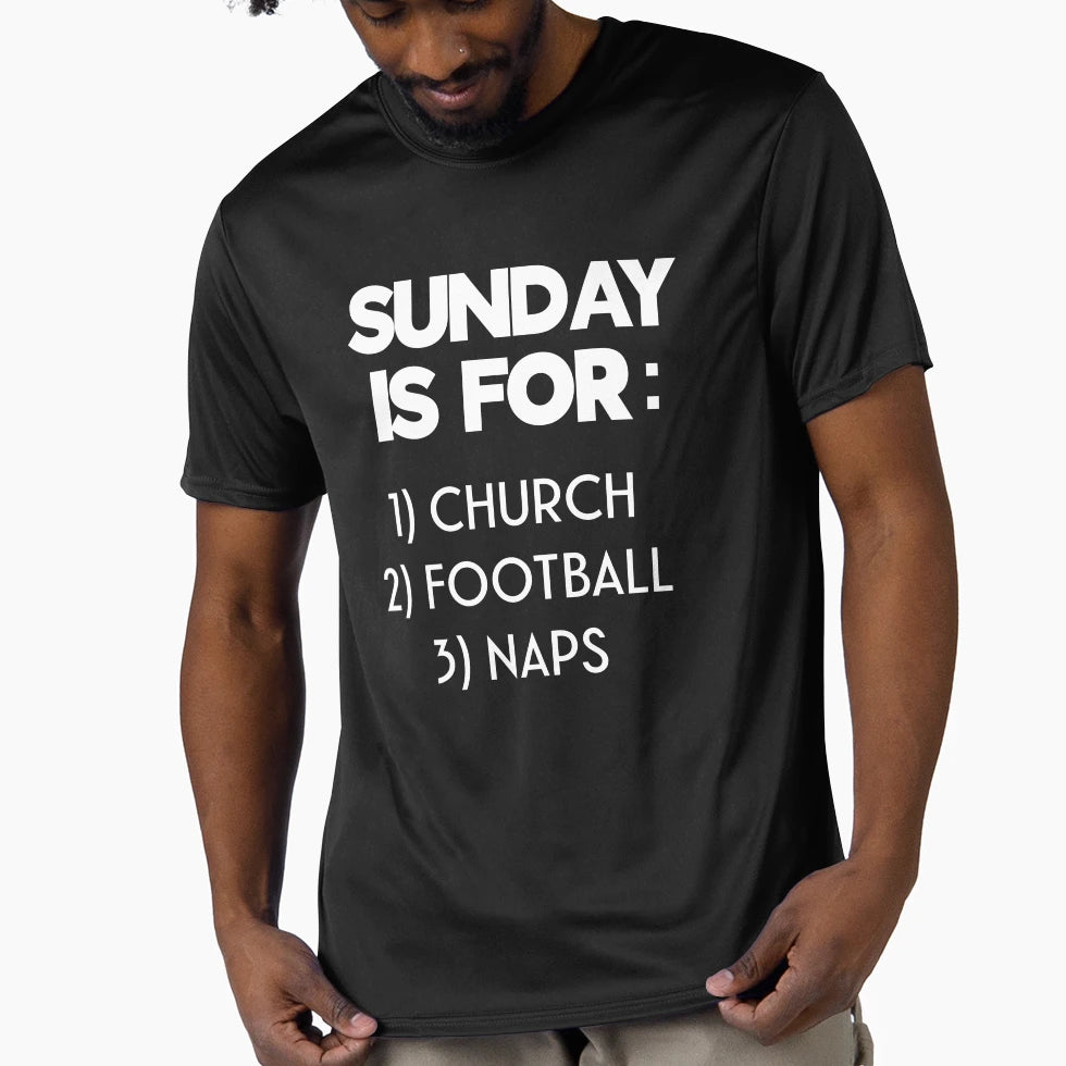 Sunday Church Football Nap Funny T-Shirt - Graphic Print Men Women - T-Shirt, Sweatshirt, Hoodie