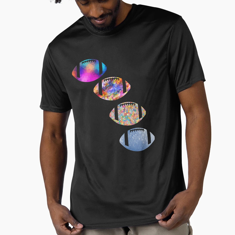 Colorful American Football Sports T-Shirt - Casual Everyday Wear Men Women - T-Shirt, Sweatshirt, Hoodie