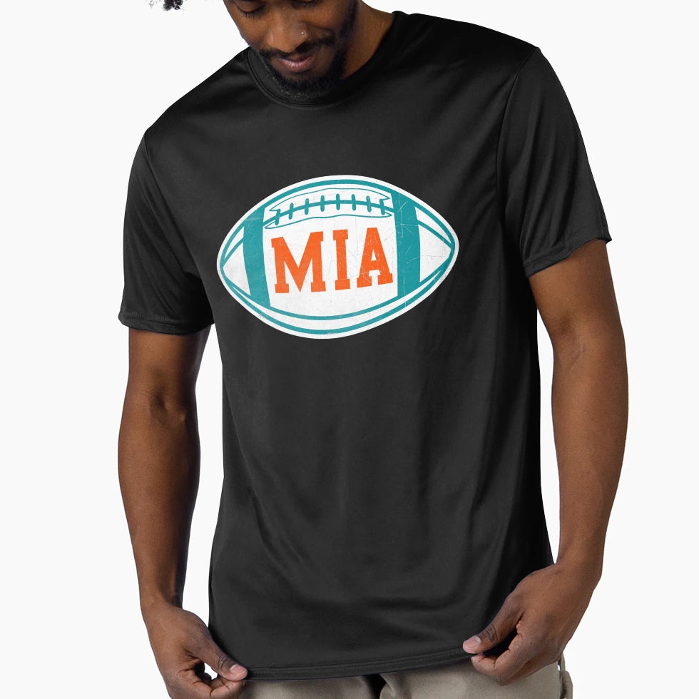 Miami Throwback Football T-Shirt - Custom Art Print Unisex - T-Shirt, Sweatshirt, Hoodie