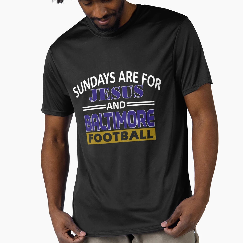Baltimore Pro Football And Jesus T-Shirt - Fun Novelty Design Unisex - T-Shirt, Sweatshirt, Hoodie