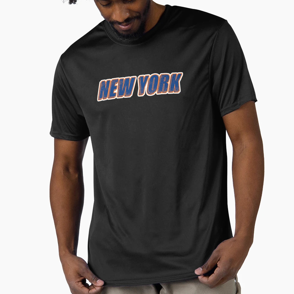 New York Text Blue Orange T-Shirt - Aesthetic Graphic Men Women - T-Shirt, Sweatshirt, Hoodie
