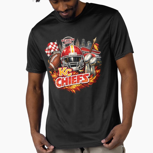Kansas City Football Red Gold T-Shirt - Custom Art Print Unisex - T-Shirt, Sweatshirt, Hoodie