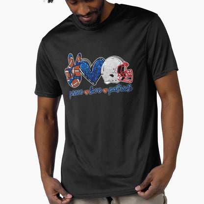Peace Love Patriots Football Team T-Shirt - Graphic Print Men Women - T-Shirt, Sweatshirt, Hoodie