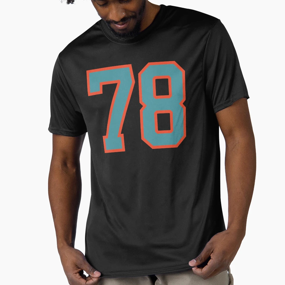78 Number Aqua Orange Lucky Sports T-Shirt - Fun Novelty Design Unisex - T-Shirt, Sweatshirt, Hoodie