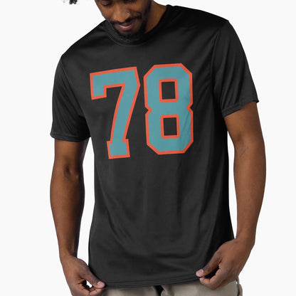 78 Number Aqua Orange Lucky Sports T-Shirt - Fun Novelty Design Unisex - T-Shirt, Sweatshirt, Hoodie