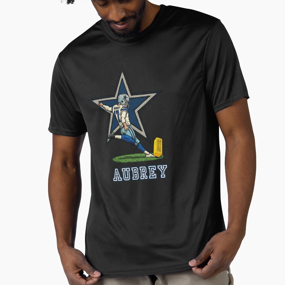 Brandon Aubrey Butter Kick Dallas T-Shirt - Minimalist Print for Adults - T-Shirt, Sweatshirt, Hoodie
