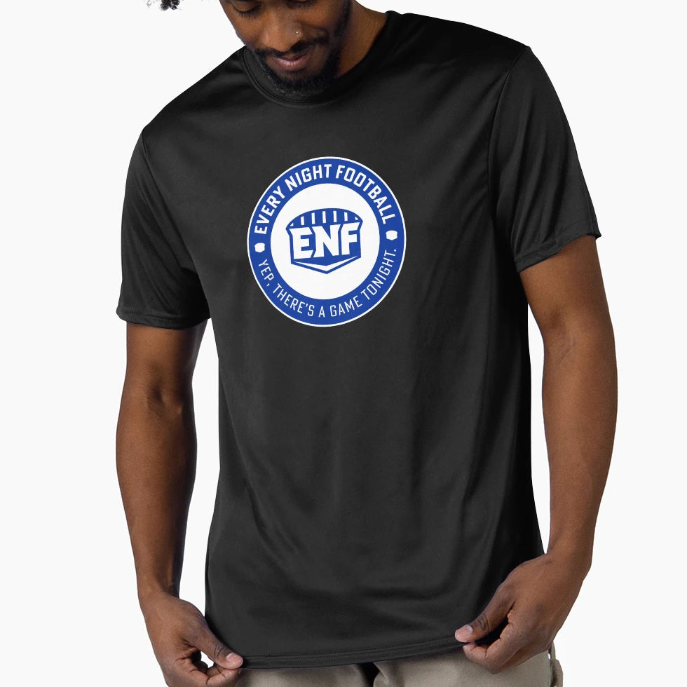 Every Night Football Circular Slogan Blue T-Shirt - Trendy Graphic Unisex - T-Shirt, Sweatshirt, Hoodie