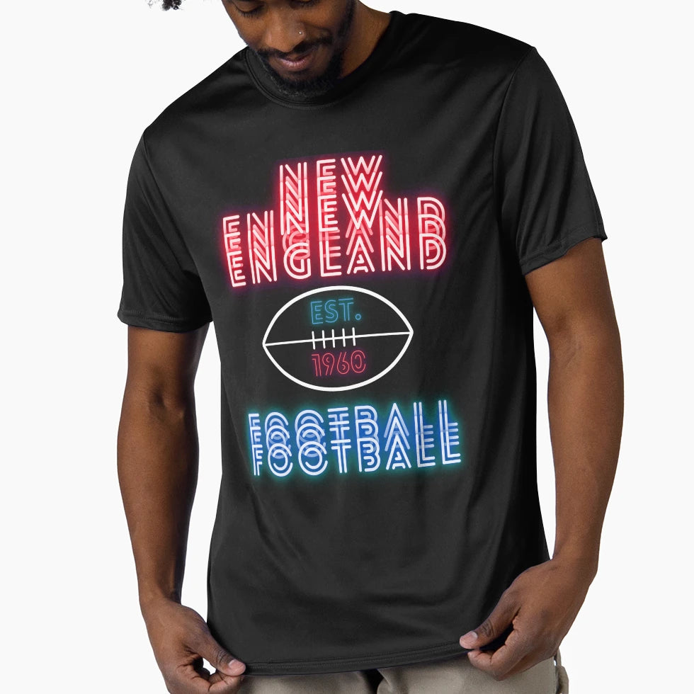 New England Football Throwback 80S T-Shirt - Fun Novelty Design for Adults - T-Shirt, Sweatshirt, Hoodie