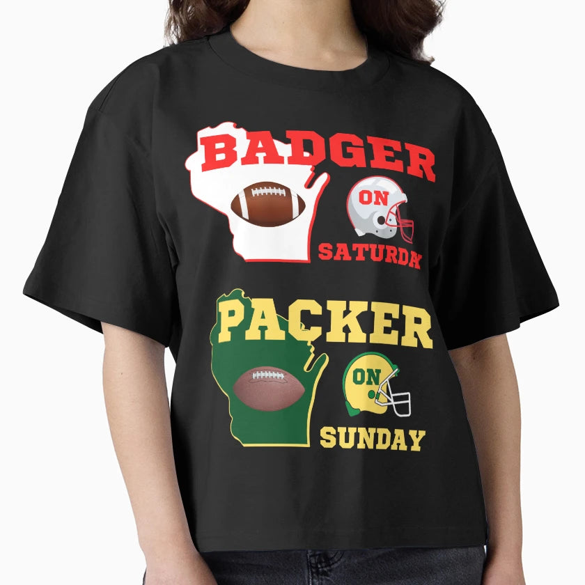 Badger Saturday Packer Sunday T-Shirt - Aesthetic Graphic for Adults - T-Shirt, Sweatshirt, Hoodie