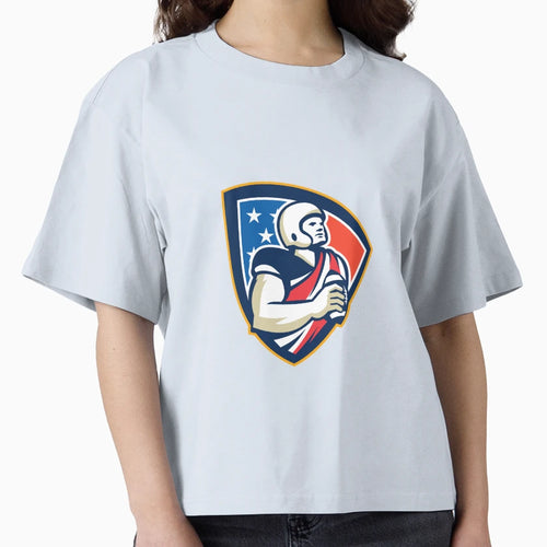 American Football Quarterback Shield T-Shirt - Aesthetic Graphic Men Women - T-Shirt, Sweatshirt, Hoodie