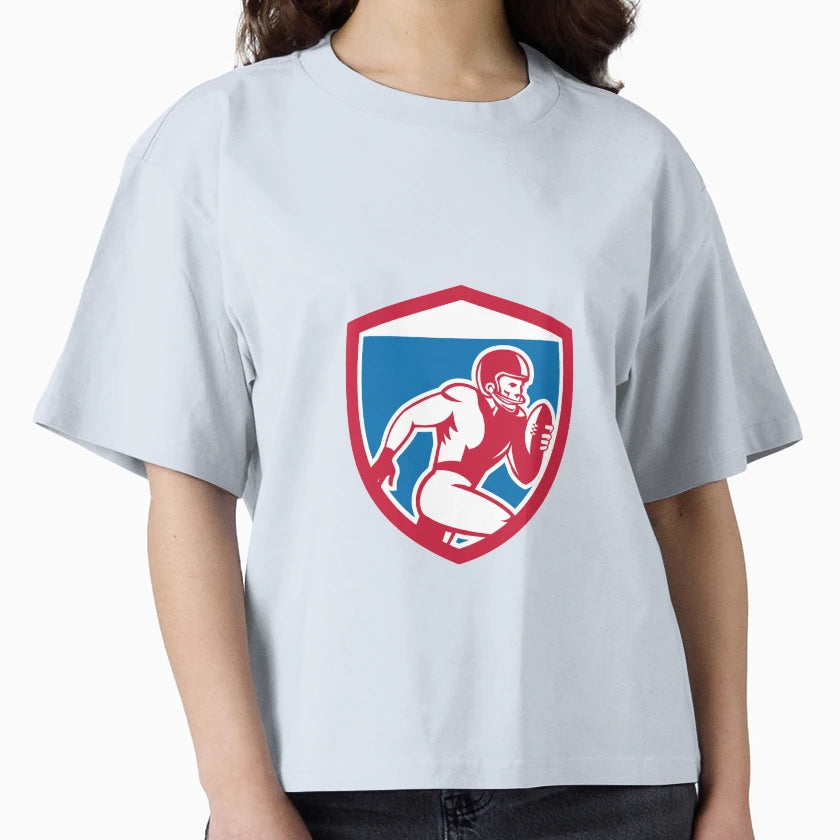 American Football Player Running Shield T-Shirt - Custom Art Print Unisex - T-Shirt, Sweatshirt, Hoodie