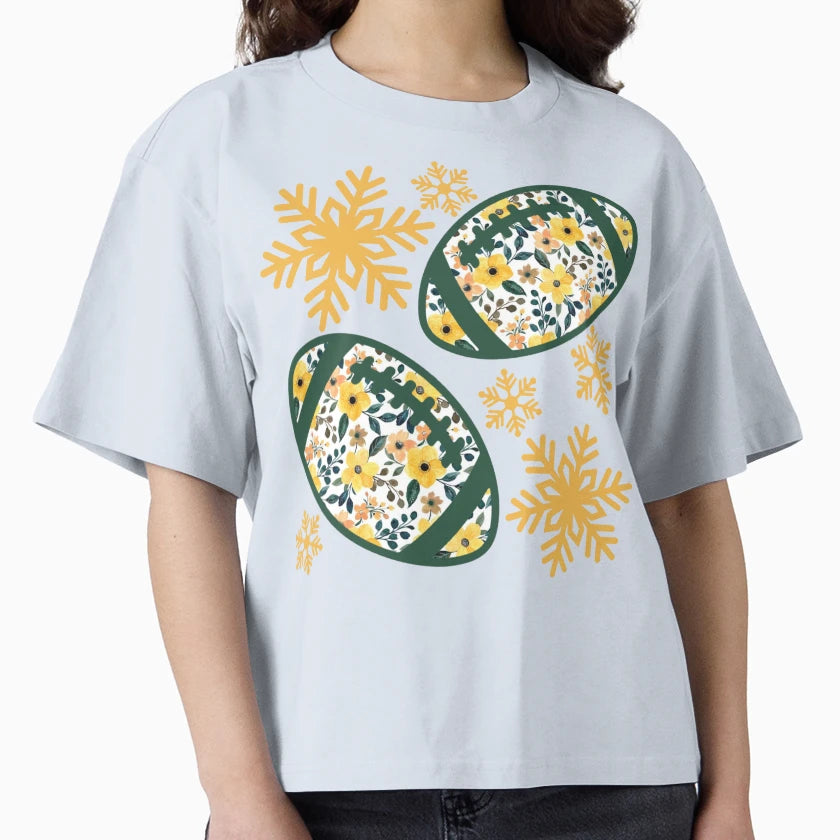 Football Green And Gold Winter Scatter T-Shirt - Unique Graphic Unisex - T-Shirt, Sweatshirt, Hoodie