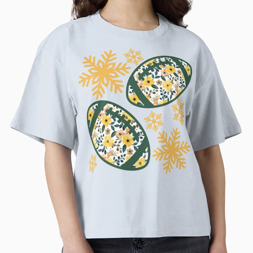 Football Green And Gold Winter Scatter T-Shirt - Unique Graphic Unisex - T-Shirt, Sweatshirt, Hoodie