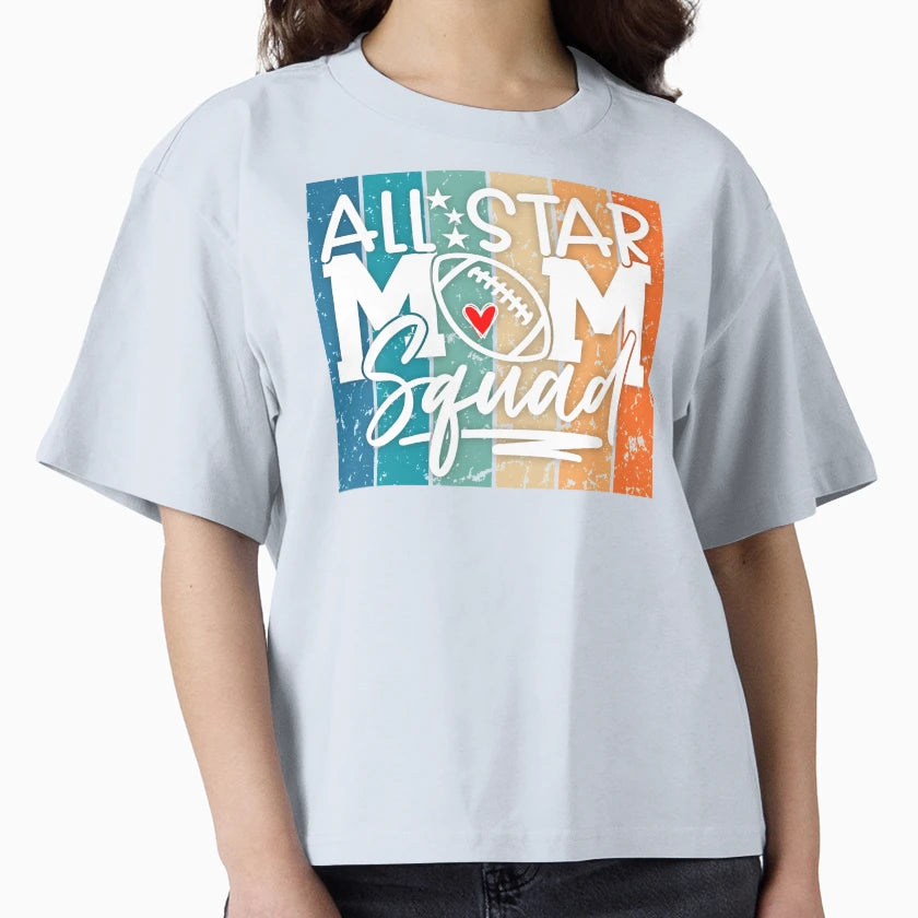 All Star Football Mom Squad Colorful T-Shirt - Aesthetic Graphic Men Women - T-Shirt, Sweatshirt, Hoodie