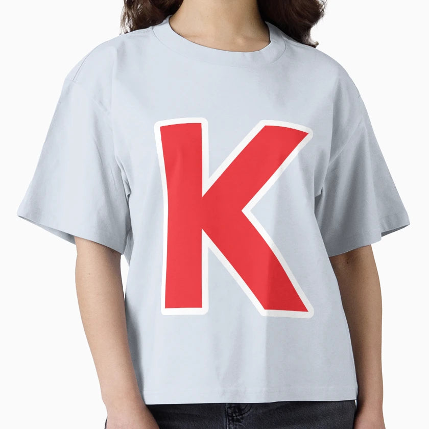 K Initial Letter K Red And White T-Shirt - Graphic Print for Adults - T-Shirt, Sweatshirt, Hoodie