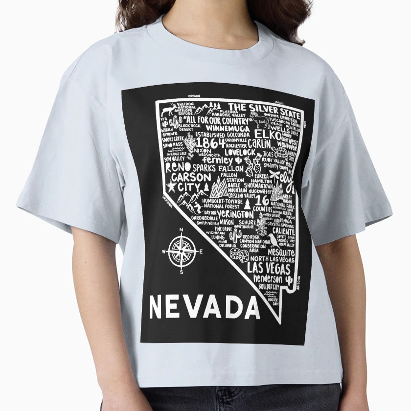 Nevada Map T-Shirt - Casual Everyday Wear Unisex - T-Shirt, Sweatshirt, Hoodie