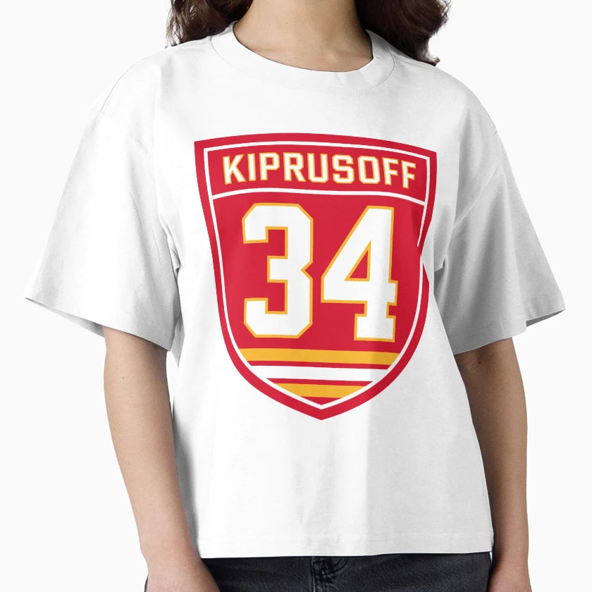 Miikka Kiprusoff Calgary 34 Emblem T-Shirt - Fun Novelty Design Unisex - T-Shirt, Sweatshirt, Hoodie