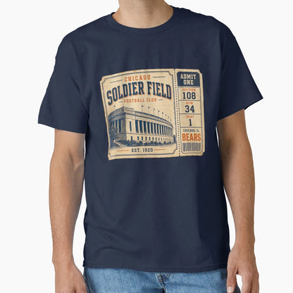 Soldier Field Ticket Chicago Football T-Shirt - Custom Art Print Unisex - T-Shirt, Sweatshirt, Hoodie