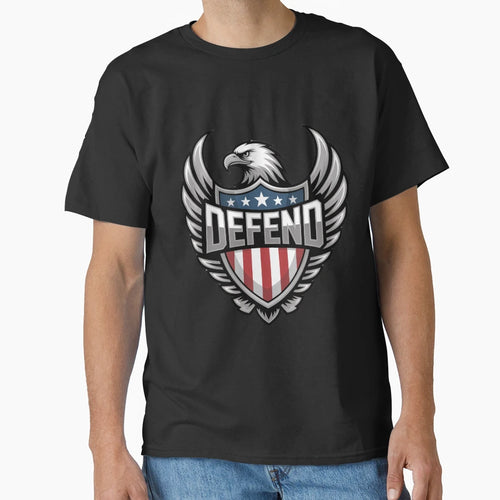 Chrome Eagle Defend Shield Emblem T-Shirt - Streetwear Style for Adults - T-Shirt, Sweatshirt, Hoodie