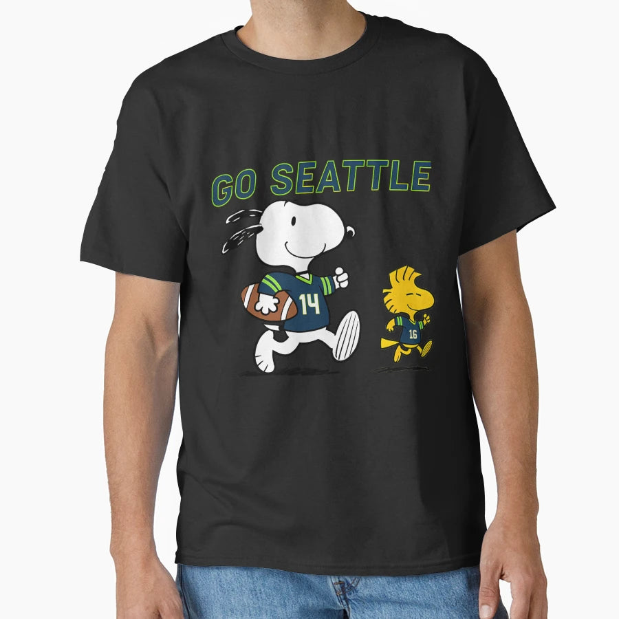 Snoopy Seattle Seahawks Football Go T-Shirt - Unique Graphic for Adults - T-Shirt, Sweatshirt, Hoodie