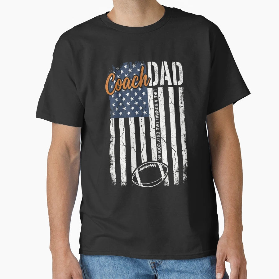 Coach Dad American Flag Father T-Shirt - Custom Art Print for Adults - T-Shirt, Sweatshirt, Hoodie