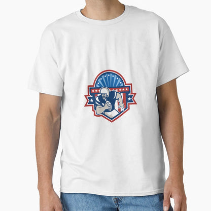 American Football Qb Quarterback Crest T-Shirt - Unique Graphic Men Women - T-Shirt, Sweatshirt, Hoodie
