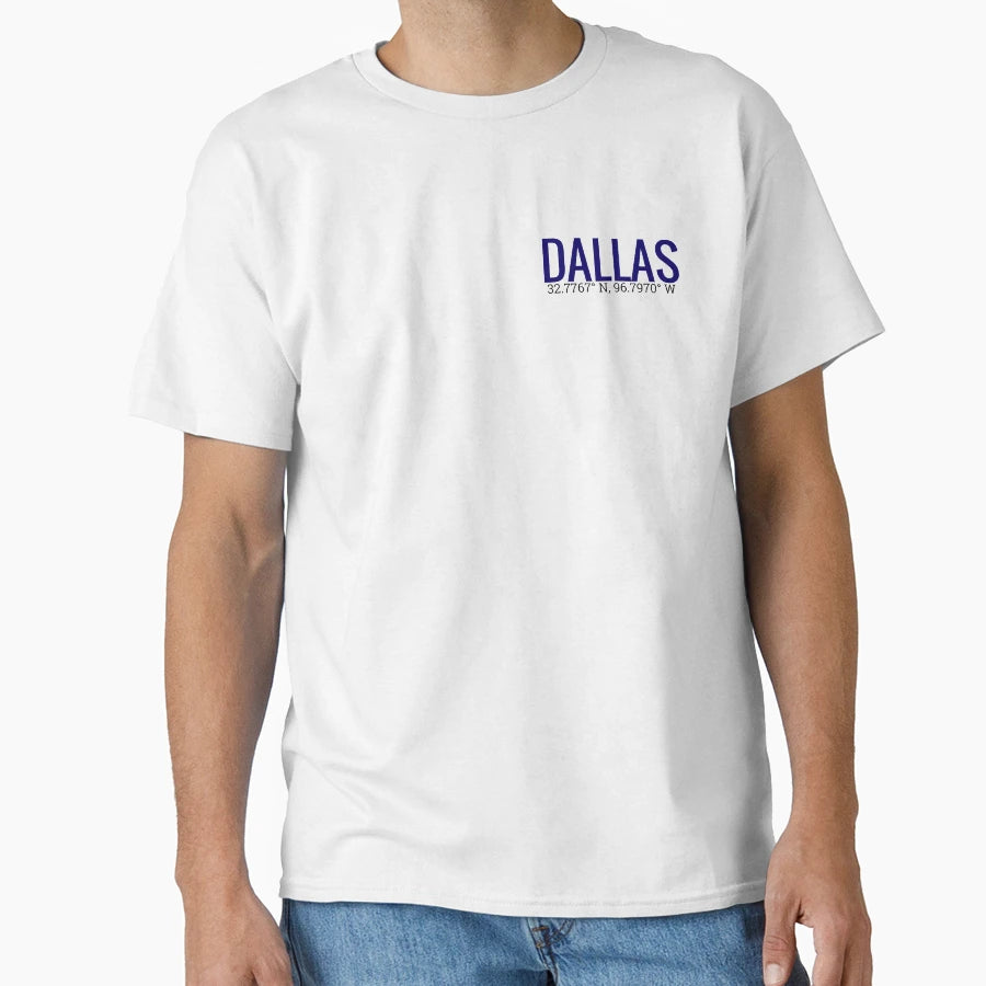 Dallas Texas Coordinates T-Shirt - Custom Art Print for Adults - T-Shirt, Sweatshirt, Hoodie