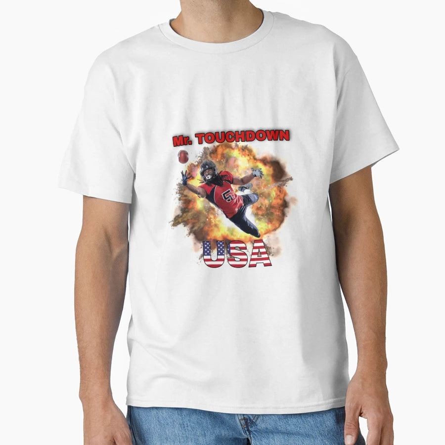 Mr Touchdown Usa Motif T-Shirt - Graphic Print for Adults - T-Shirt, Sweatshirt, Hoodie