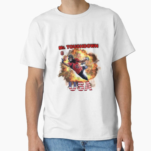 Mr Touchdown Usa Motif T-Shirt - Graphic Print for Adults - T-Shirt, Sweatshirt, Hoodie