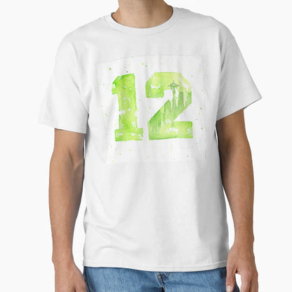 12Th Art Seattle Watercolor Space Needle T-Shirt - Graphic Print Unisex - T-Shirt, Sweatshirt, Hoodie