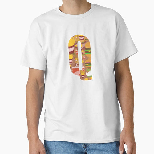 Letter Q Burger Fries And Soda Fast T-Shirt - Unique Graphic for Adults - T-Shirt, Sweatshirt, Hoodie