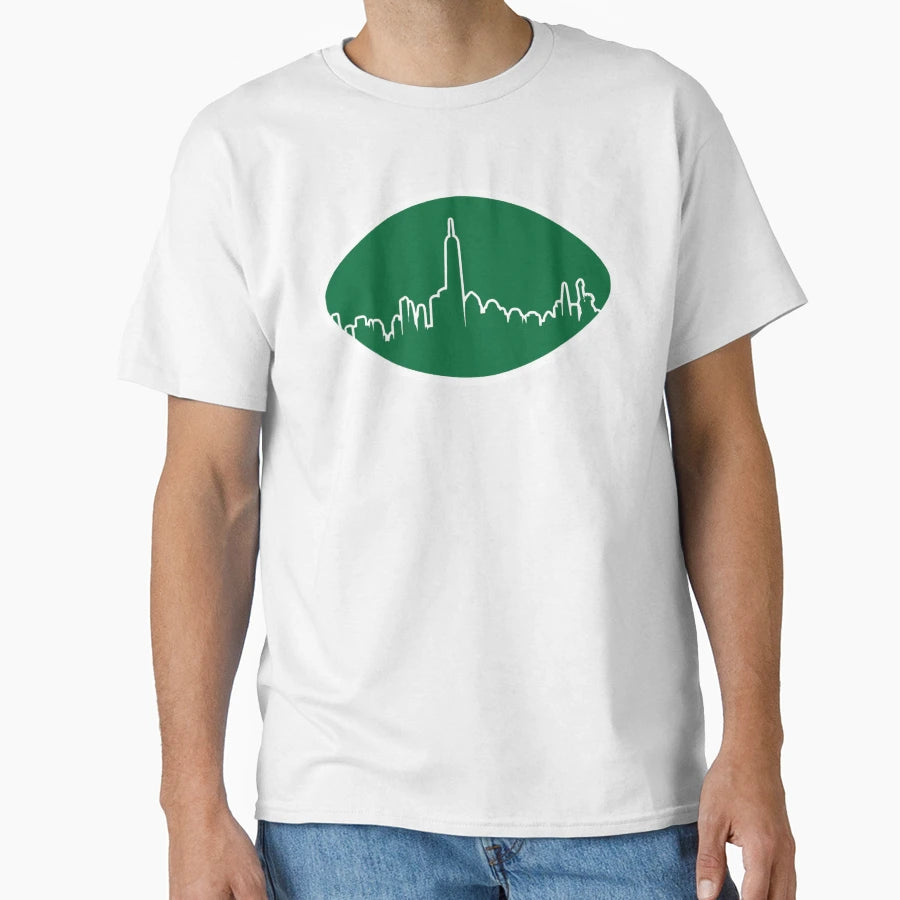 New York Jets Skyline Football Logo T-Shirt - Aesthetic Graphic Unisex - T-Shirt, Sweatshirt, Hoodie