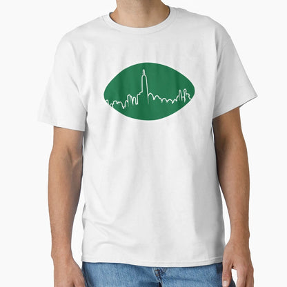 New York Jets Skyline Football Logo T-Shirt - Aesthetic Graphic Unisex - T-Shirt, Sweatshirt, Hoodie