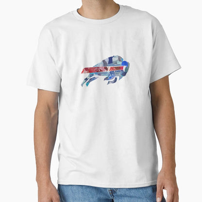 Bills Rip N Tear Collage T-Shirt - Novelty Apparel for Adults - T-Shirt, Sweatshirt, Hoodie