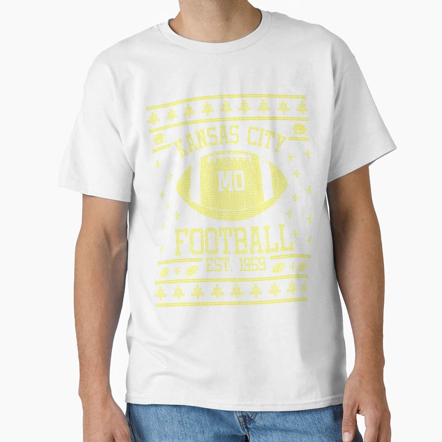 Kansa City Football Pattern T-Shirt - Graphic Print Unisex - T-Shirt, Sweatshirt, Hoodie