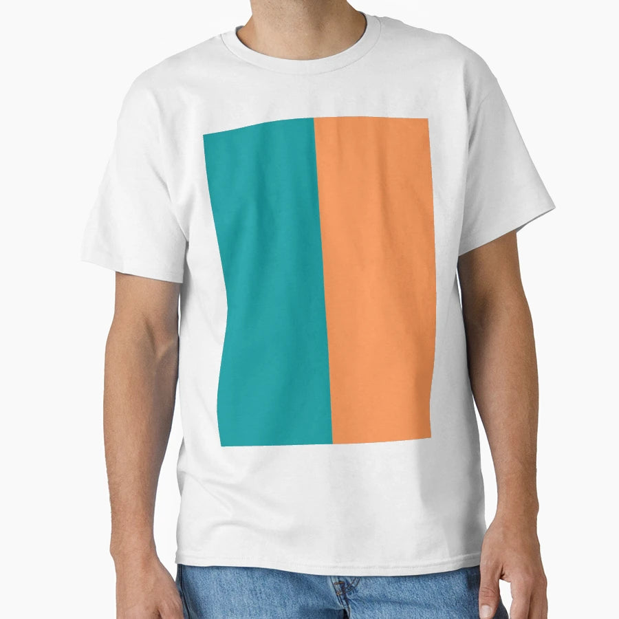 Teal Blue And Orange Striped Line Blocks T-Shirt - Novelty Apparel Unisex - T-Shirt, Sweatshirt, Hoodie