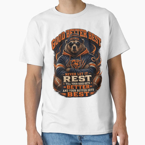 Chicago Football Bear Motivational T-Shirt - Aesthetic Graphic Unisex - T-Shirt, Sweatshirt, Hoodie