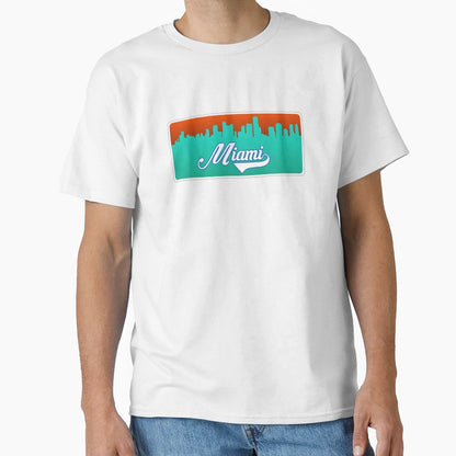 Miami Football Skyline T-Shirt - Custom Art Print Unisex - T-Shirt, Sweatshirt, Hoodie