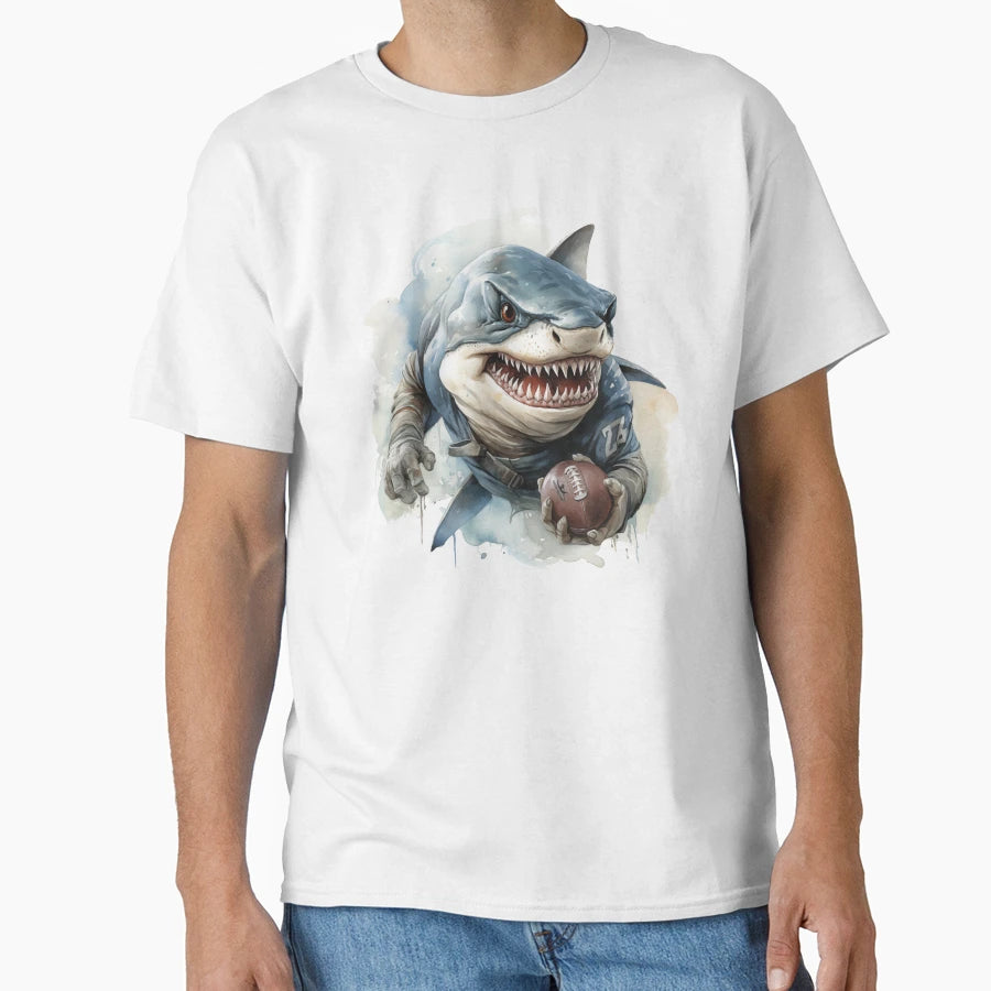American Football Shark Player T-Shirt - Unique Graphic Men Women - T-Shirt, Sweatshirt, Hoodie
