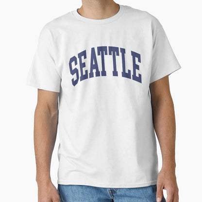 Seattle Wa And College Font Curved T-Shirt - Fun Novelty Design Unisex - T-Shirt, Sweatshirt, Hoodie