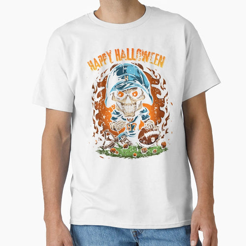 American Football Skeleton Halloween T-Shirt - Minimalist Print for Adults - T-Shirt, Sweatshirt, Hoodie
