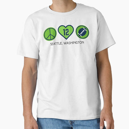 Peace Love Football Seahawks T-Shirt - Unique Graphic for Adults - T-Shirt, Sweatshirt, Hoodie